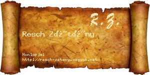 Resch Zétény névjegykártya